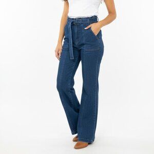 Sweet Look Los Angeles Belted Flare Jeans High Rise Blue Size 15